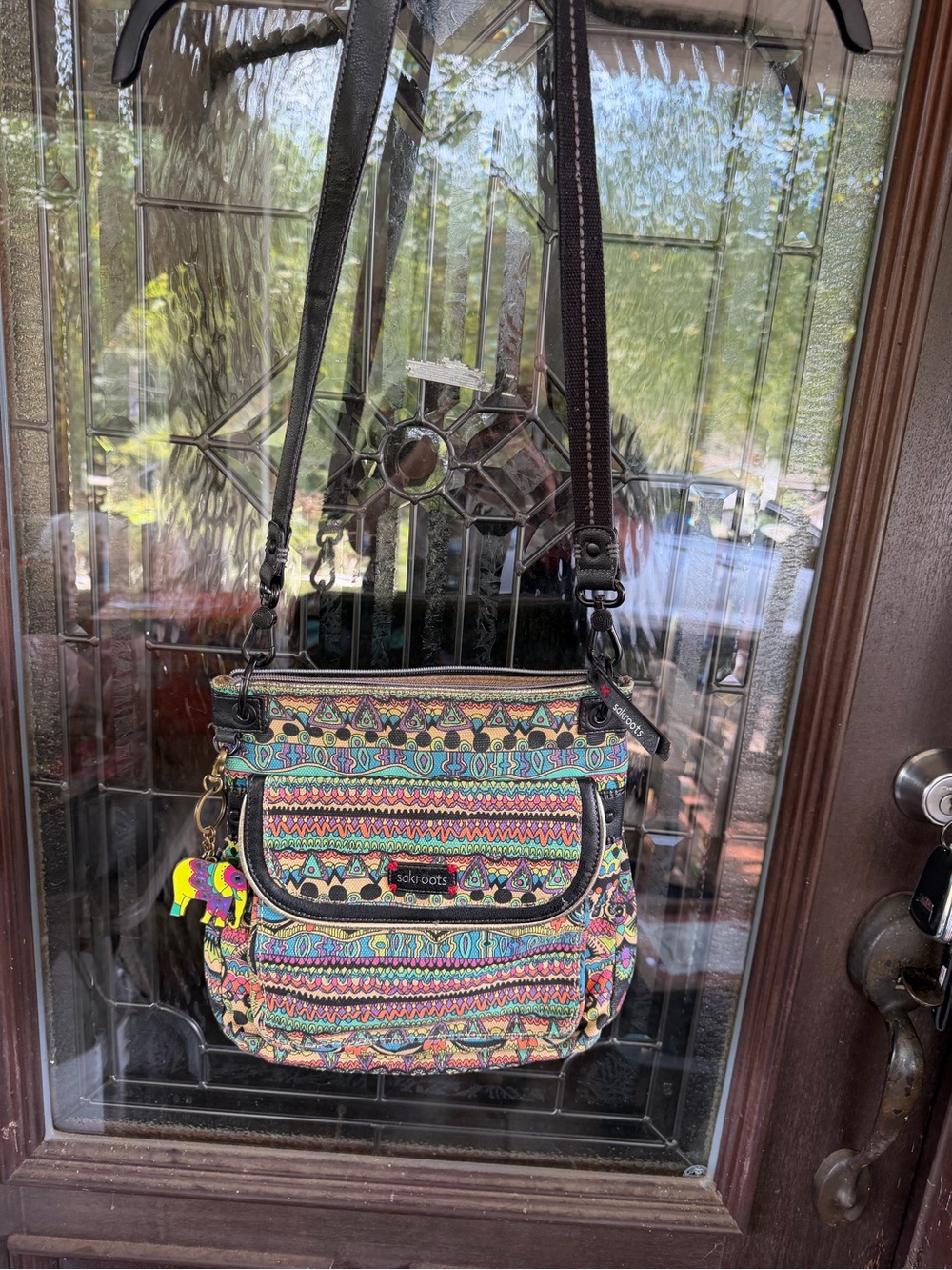 Sakroots Multicolor Tribal-Print Crossbody with Elephant Charm
